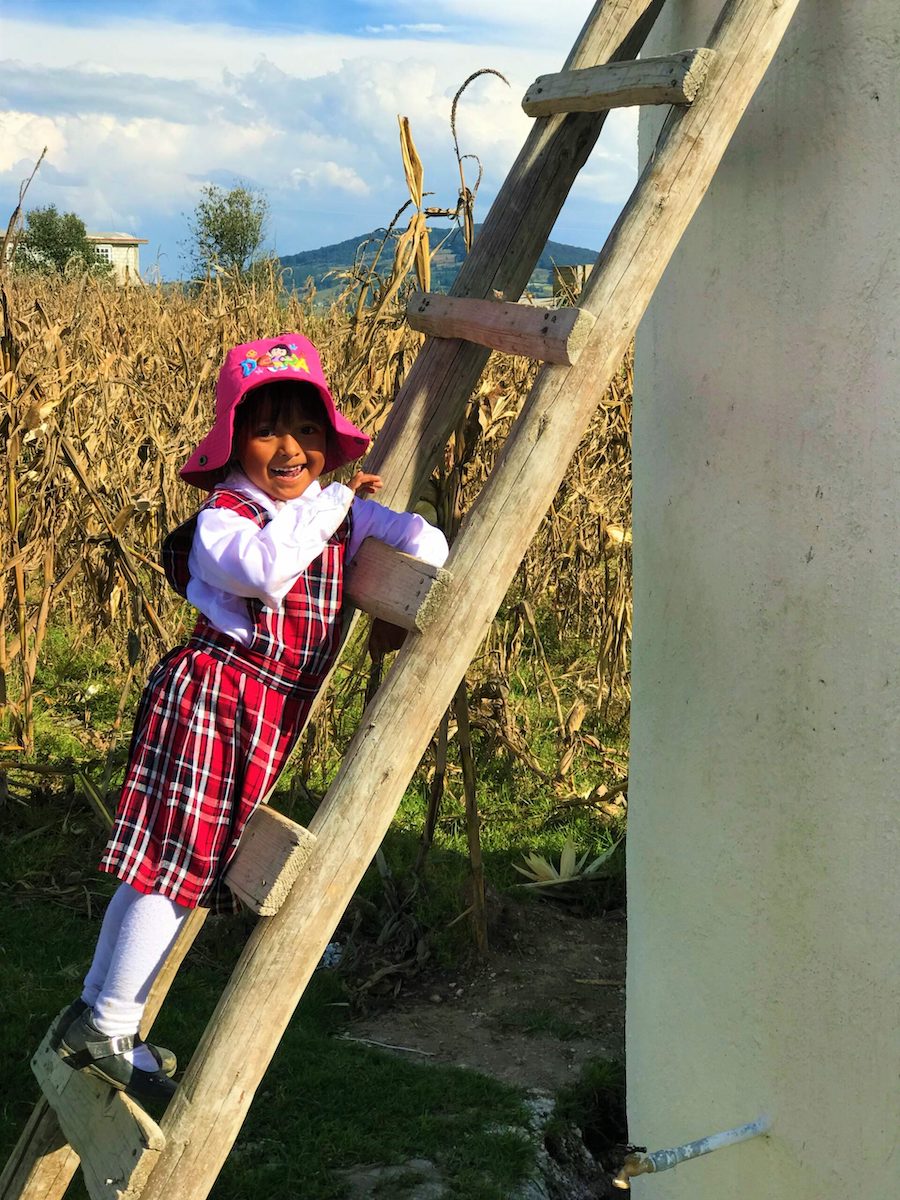 little girl on ladder